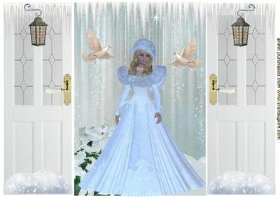 Elegant Lady in White Pretty Ice Scene Gatefold
