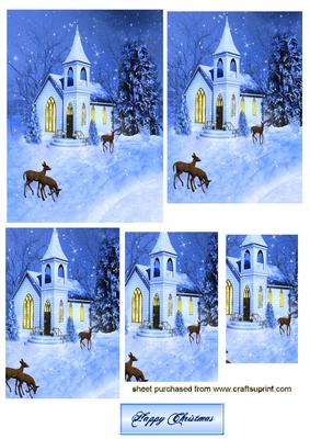 Snow Scene of a Church , Pyramids