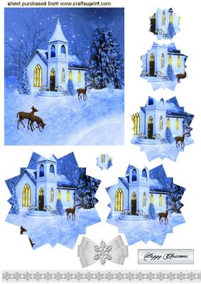 Snow Scene of a Church, Star Pyramids