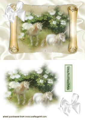 Beautiful Unicorns in the Mist, on a Scoll