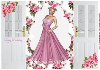 Pretty Lady with Pink Roses, Gatefold