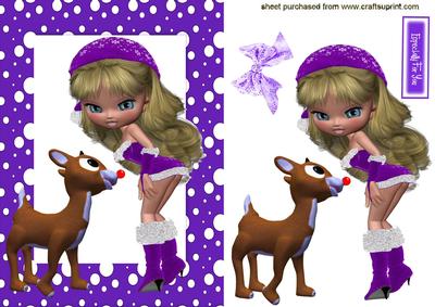 Cute Little Lady with Reindeer