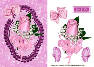 Pretty Pink Rose in Ornate Frame