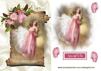 Beautiful Lady on a Swing in Mist, on a Scroll