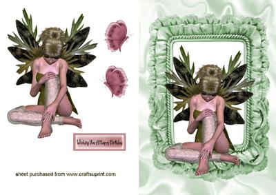 Woodland Faerie Sitting Down with Butterflies