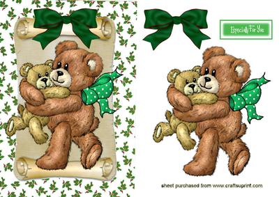 Christmas Furry Teddy on a Scroll