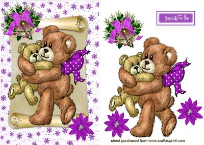 Christmas Furry Teddy on a Scroll