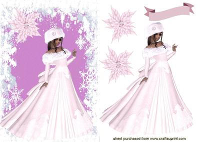 Pretty Lady in Pink with Snowflakes