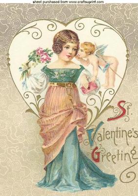 Beautiful Vintage Lady & Cherub A4 Topper