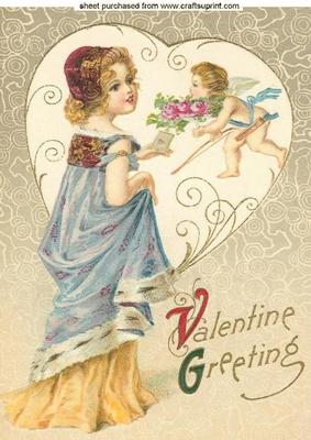 Valentines Greetings with Little Cherub A4 Topper