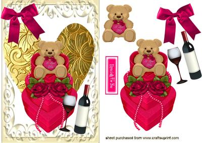 Little Teddy with Hearts & Roses