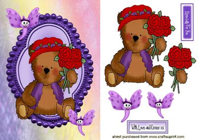 Red Tatter Teddy with Butterflies