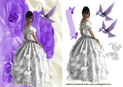 Beautiful Lady in White Gown with Humming Bird