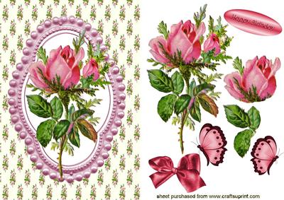 Pink Roses with Butterflies
