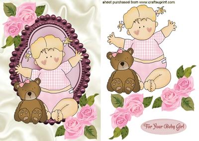Baby Girl with Pink Roses