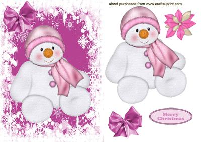 Cute Little Snowman in Pink Hat