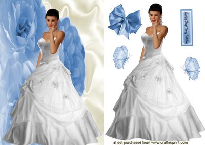 Pretty Lady with Blue Butterflies