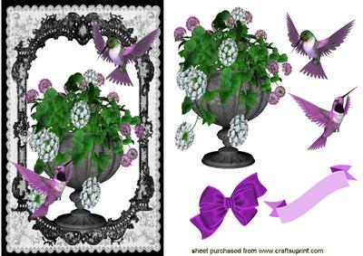 Geraniums in a Pot with Humming Birds