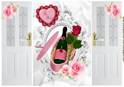 Be Mine with Pink Roses & Champers, Gatefold