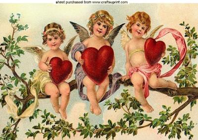 Three Little Cherubs with Hearts A4 Topper