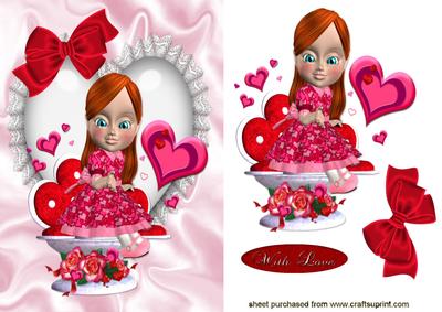 Little Girl with Hearts and Bow