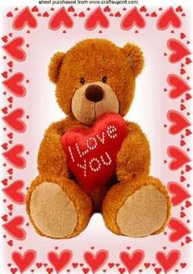 I Love You Big Cuddley Brown Bear,a4 Topper