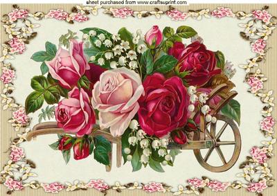 Roses in a Wheelbarrow, A4 Topper