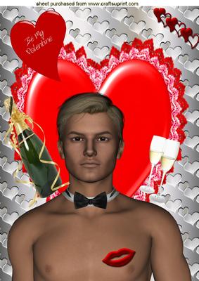 Be My Valentine Sexy Boy! Mwah! A4 Topper