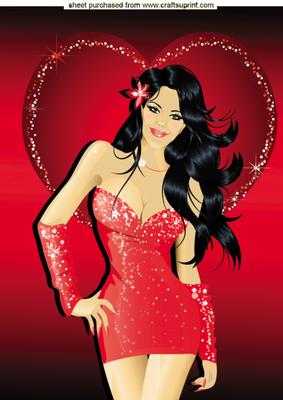 Sexy Girl in a Slinky Red Dress, A4 Topper