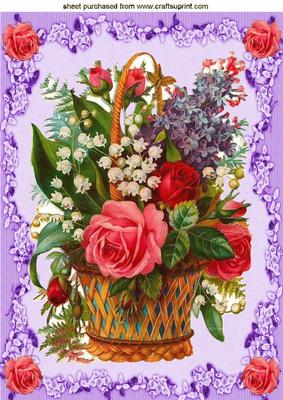 Roses and Flowers in a Basket A4 Topper