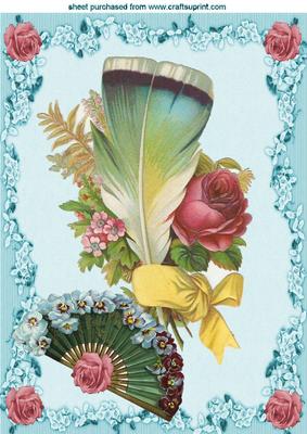 Feather & Fan with Roses A4 Topper