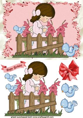 Little Girl with Bluebirds