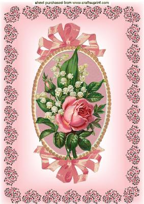 Pink Rose with White Flowers A4 Topper