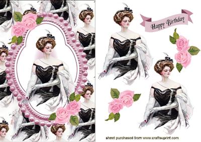 Elegant Lady with Pink Roses