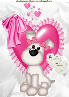 Cute Little Pooch with a Pink Heart A4 Topper