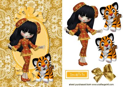 Little Asian Girl with Tiger