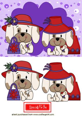 Red Hat Puppies with Handbags