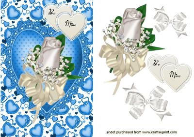 White Rose on Blue Heart