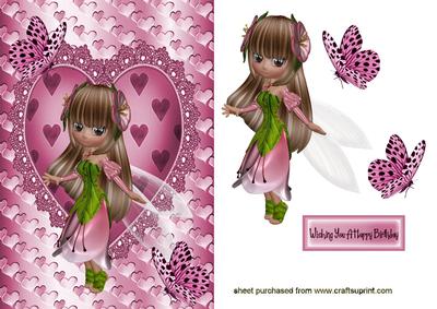 Little Faerie with Pink Butterflies
