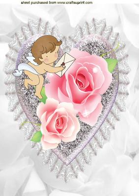 Cute Little Cherub & Pink Roses A4 Topper
