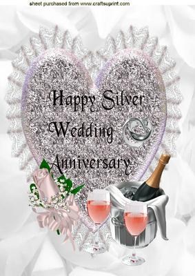 Happy Silver Wedding Anniversary A4 Topper