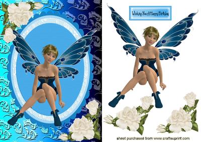 Blue Faerie, with Cream Roses