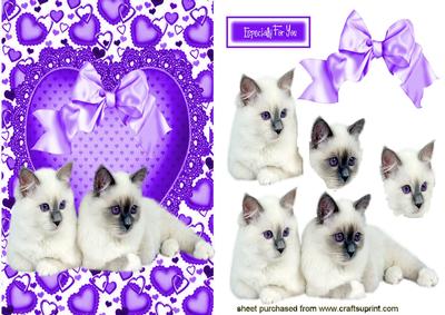 I Love Cats with a Purple Bow