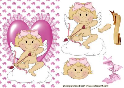 Cute Little Cherub on a Pink Heart