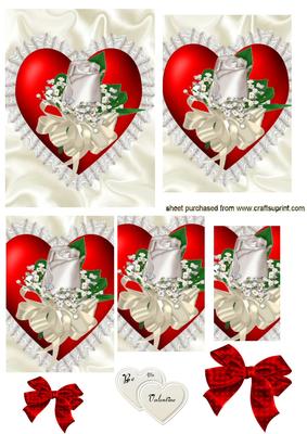 Red Satin Heart with White Rose, Pyramids