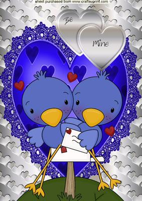 Little Blue Lovebirds, A4 Topper