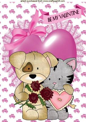 Cute Little Puppy & Kitten, A4 Topper