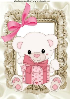 Little White Love Bear, A4 Topper