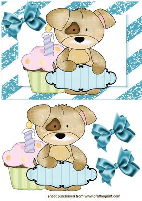 Cute Little Puppy with Cupcake