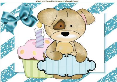 Cute Little Puppy with Cupcake A4 Topper